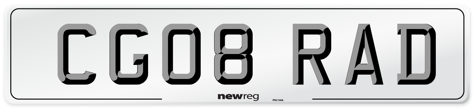 CG08 RAD Number Plate from New Reg